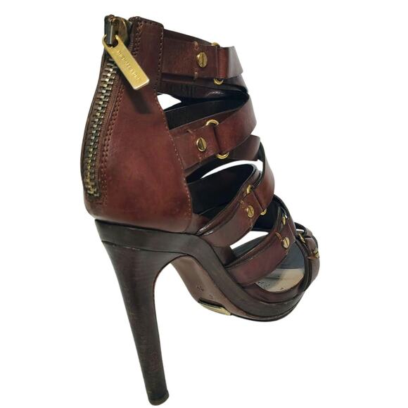 Michael Kors Collection Extreme Strap Brown Leather Platform Gladiator Size 9.5 - Picture 4 of 13